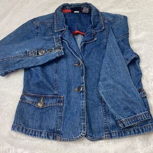 VTG 90s  BILL BLASS JEAN SWEAR PETITE WOMEN JEANS JACKET SIZE LP